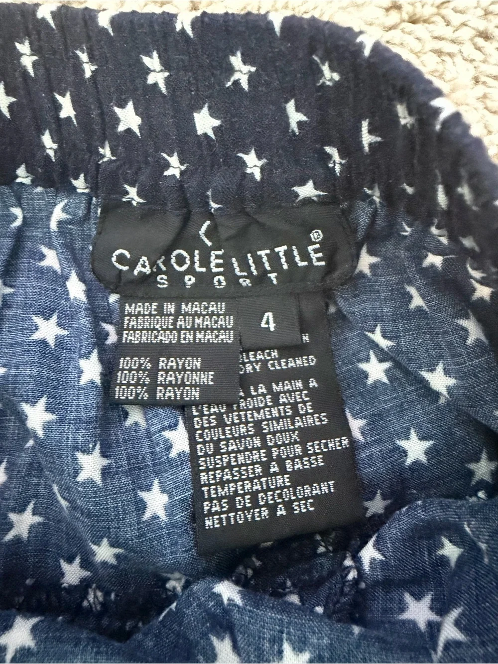 Carole Little Vintage Navy Star Print Tiered Maxi Skirt